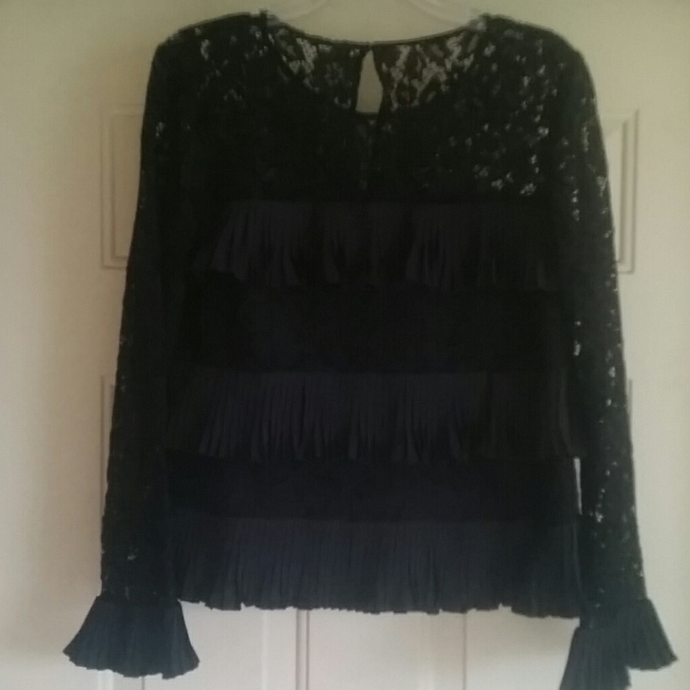 J. CREW Lace and Ruffle Accented Top